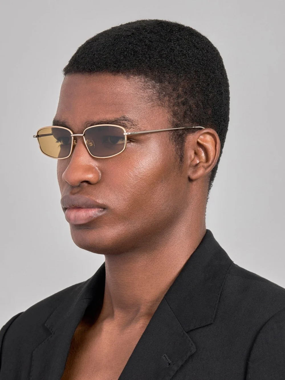 Linda Farrow Palma Sunglasses, gold and khaki, view 4