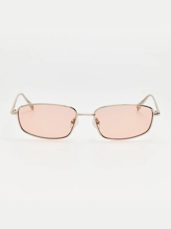 Linda Farrow Palma Sunglasses in Silver and Blush
