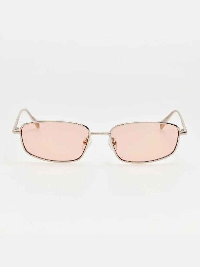 Linda Farrow Palma Sunglasses in Silver and Blush