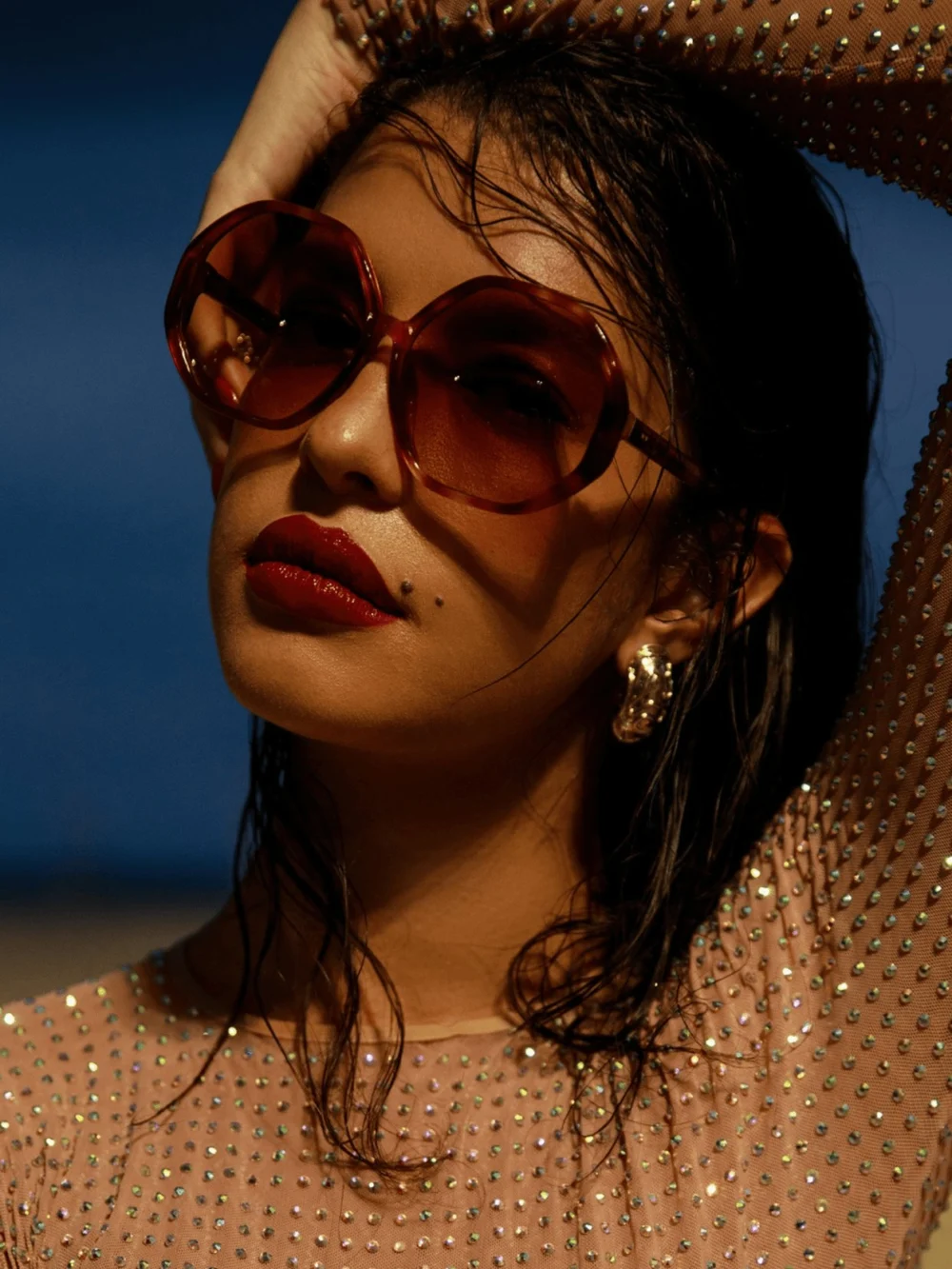 Linda Farrow Paloma Sunglasses, tortoiseshell, view 5