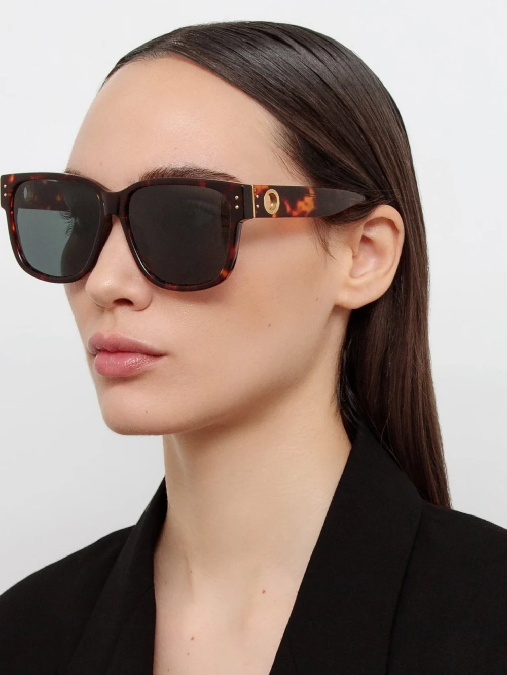 Linda Farrow Perry Sunglasses, tortoiseshell, view 3