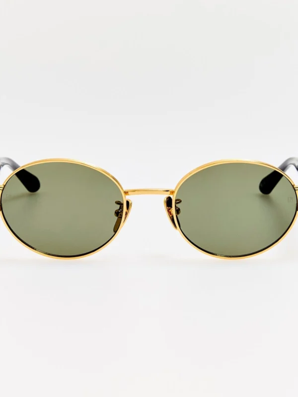 Linda Farrow Phoebe Sunglasses in 22K Gold and Grey