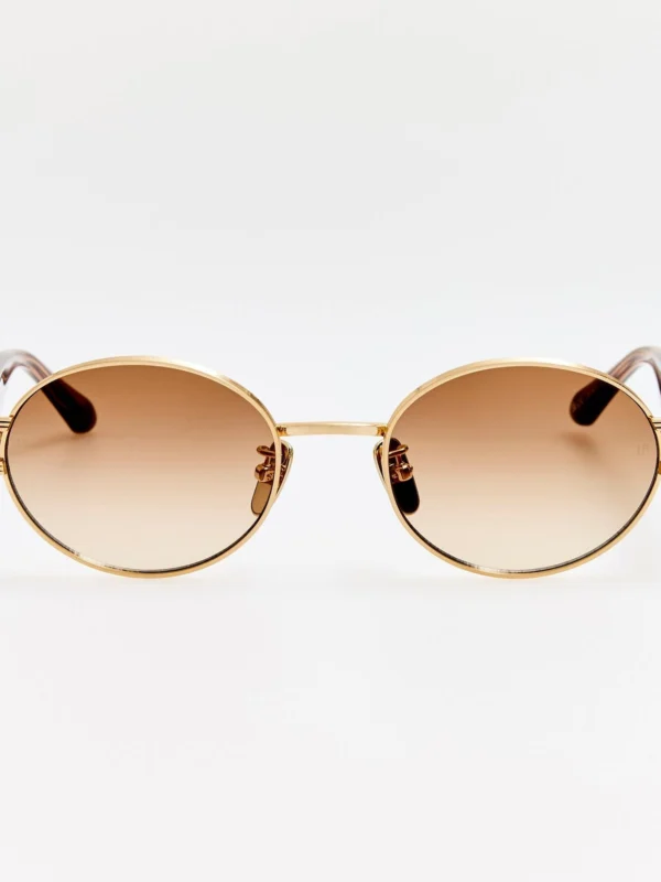 Linda Farrow Phoebe Sunglasses in Matt Champagne and Mocha