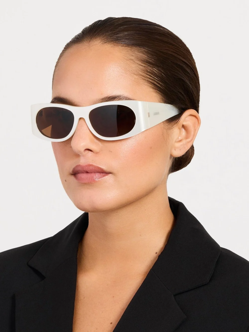 Linda Farrow Plage Sunglasses, metallic white, view 3