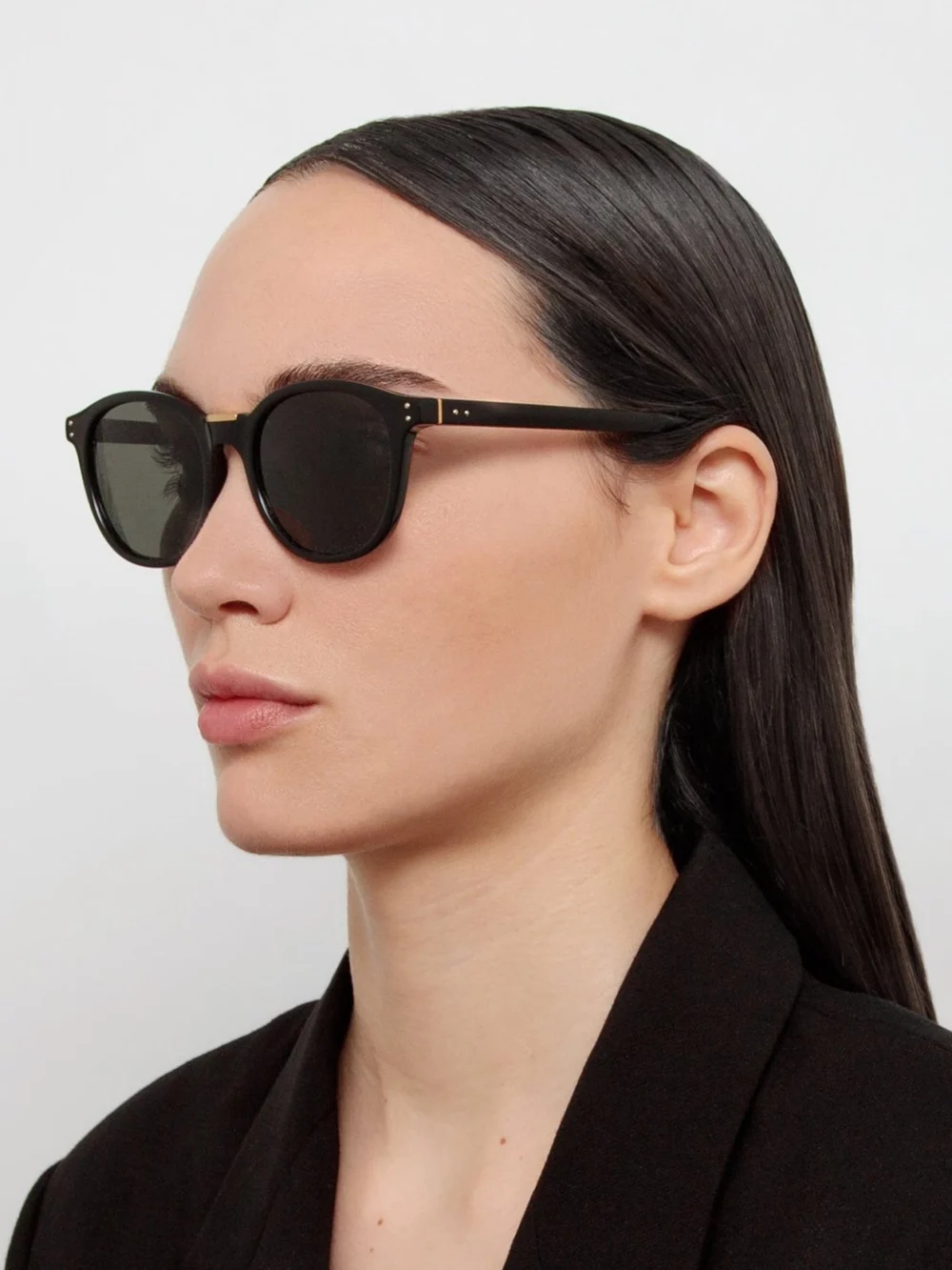 Linda Farrow Powell Sunglasses, black, view 3