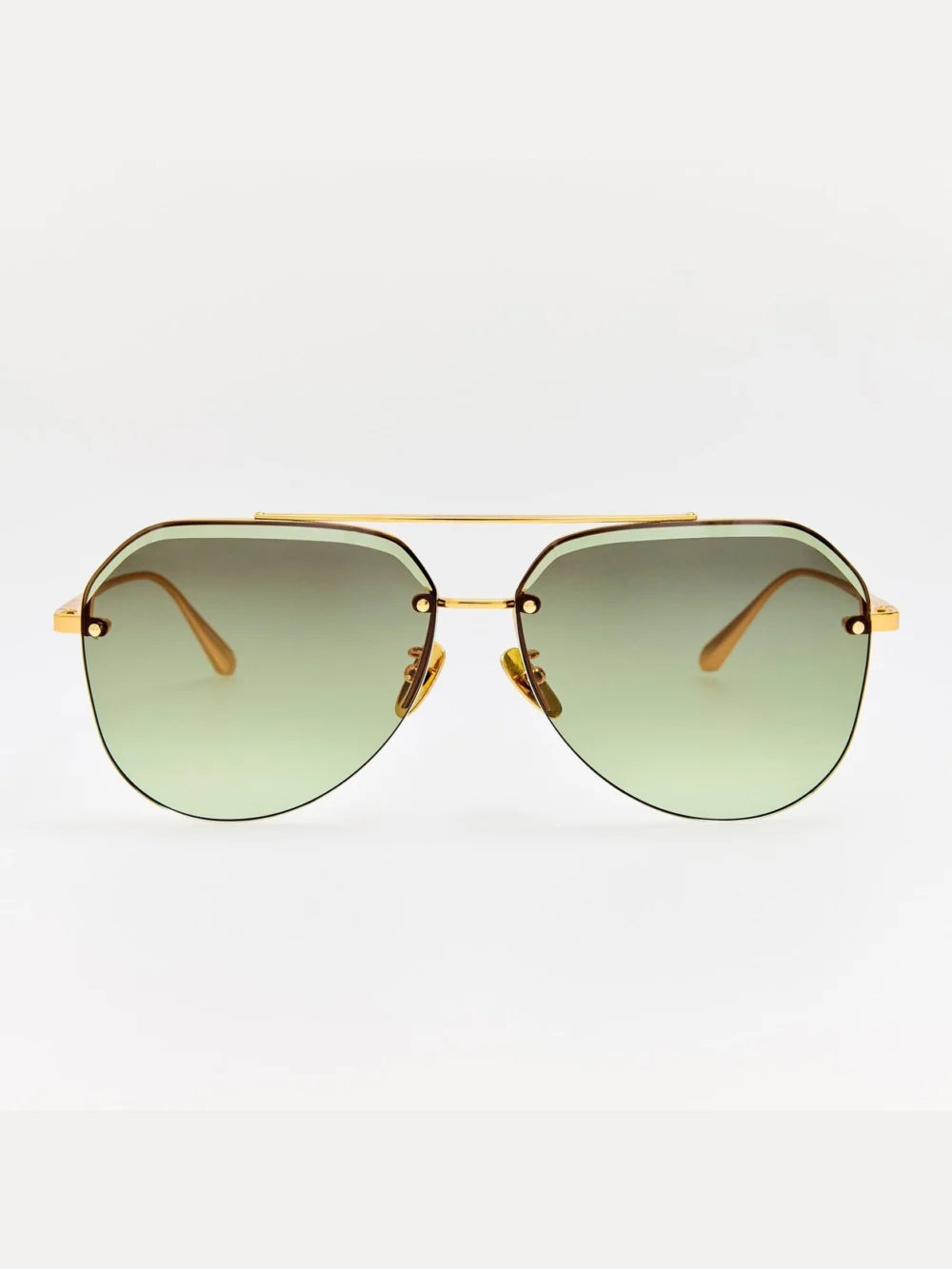 Linda Farrow Quynh Sunglasses in 22k gold and green