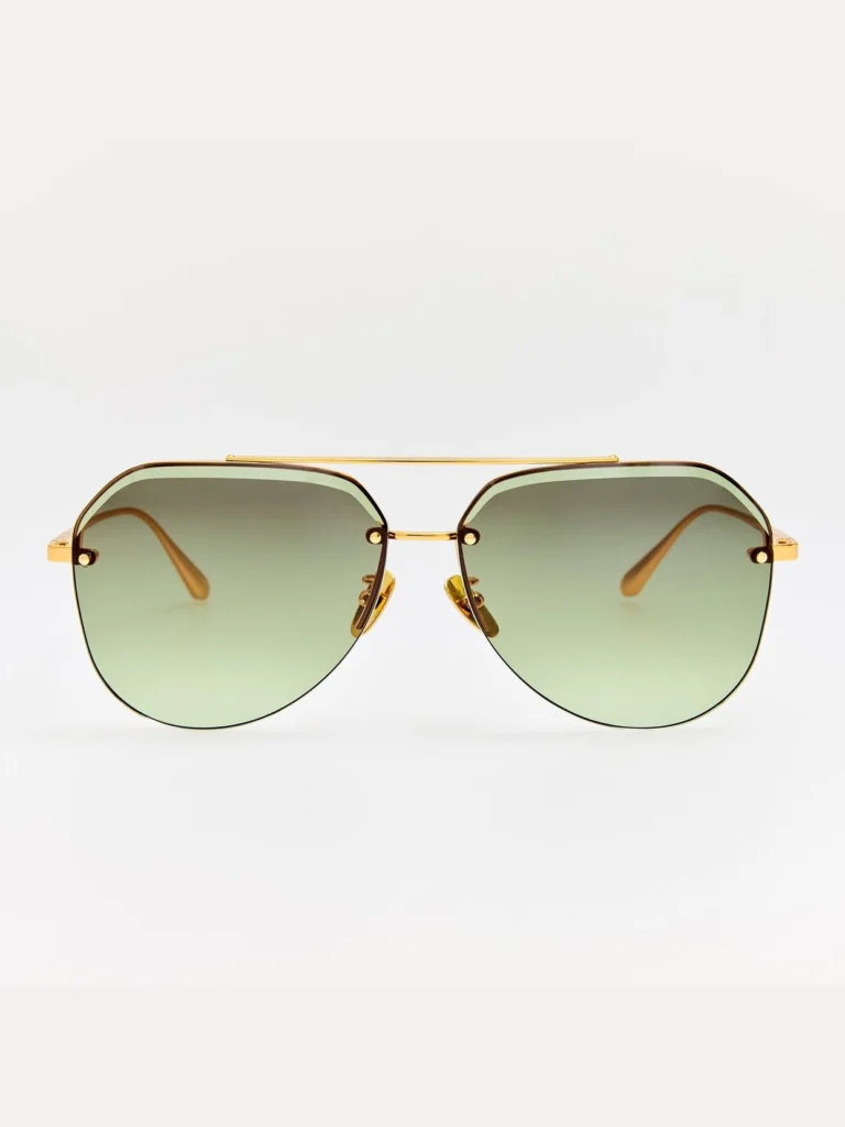 Linda Farrow Quynh Sunglasses in 22K Gold and Green
