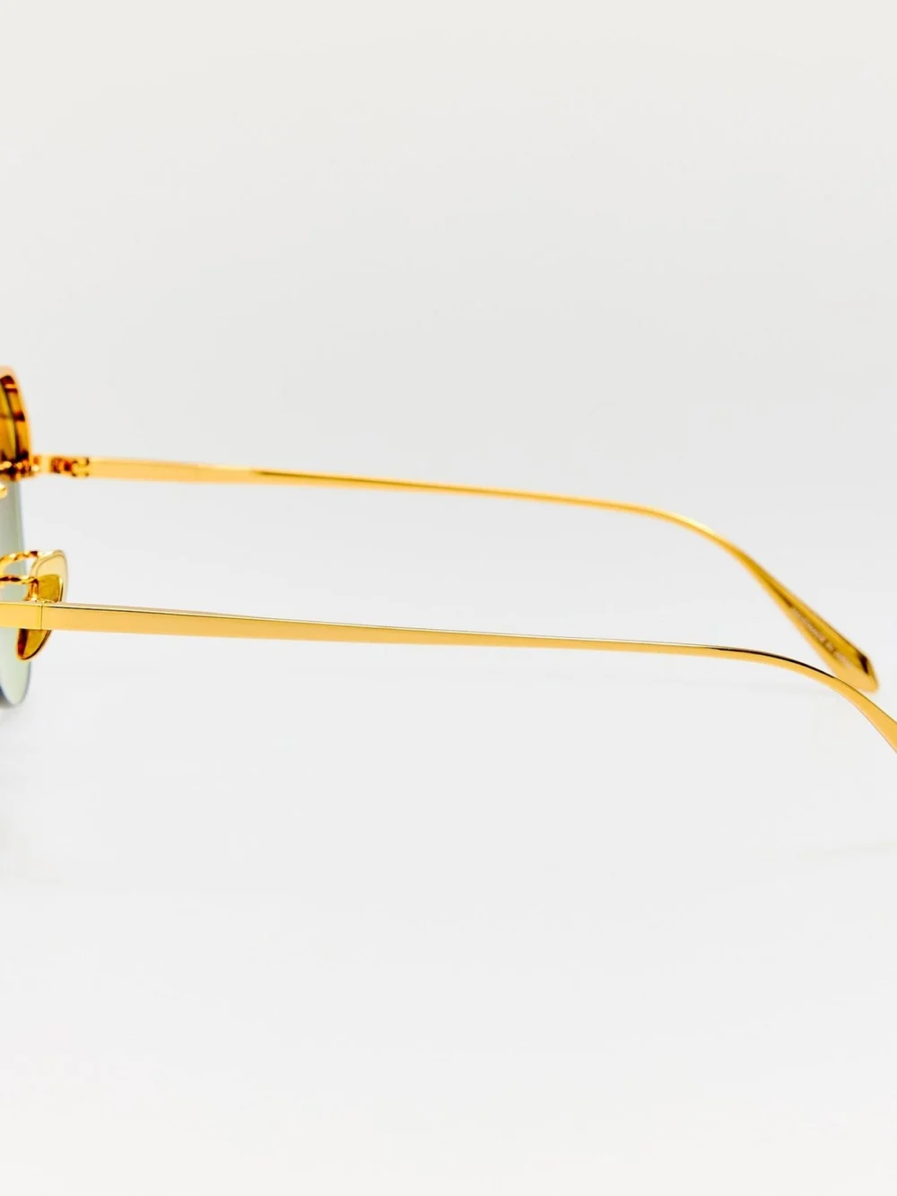 Linda Farrow Quynh Sunglasses, 22k gold and green, view 6