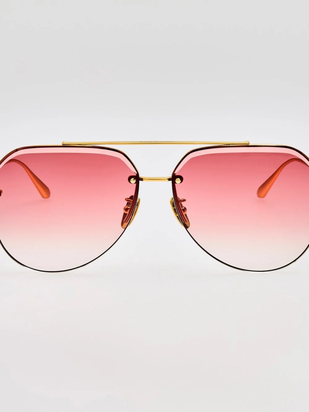 Linda Farrow Quynh Sunglasses in 22k gold and red