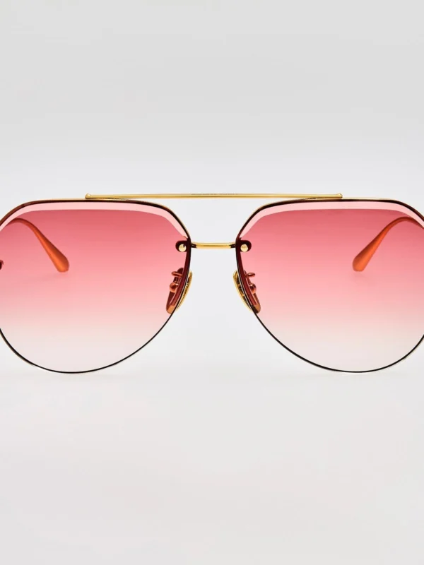 Linda Farrow Quynh Sunglasses in 22K Gold and Red