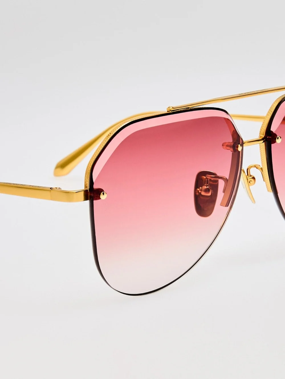 Linda Farrow Quynh Sunglasses, 22k gold and red, view 2