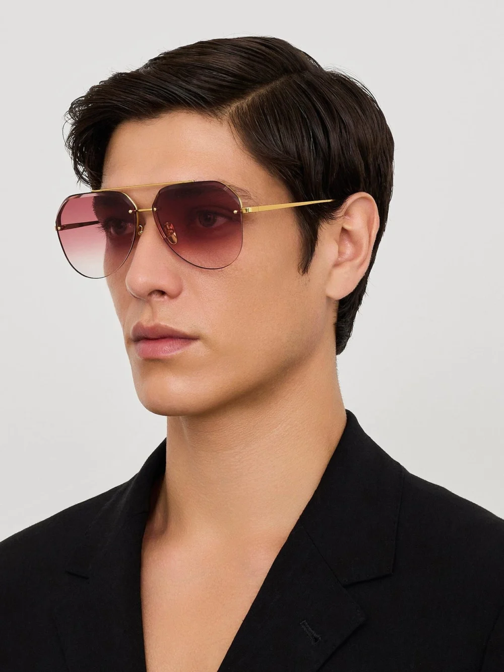 Linda Farrow Quynh Sunglasses, 22k gold and red, view 4