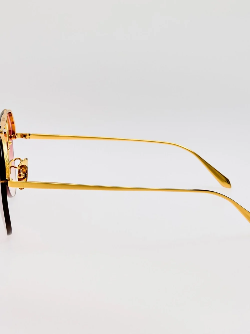 Linda Farrow Quynh Sunglasses, 22k gold and red, view 5