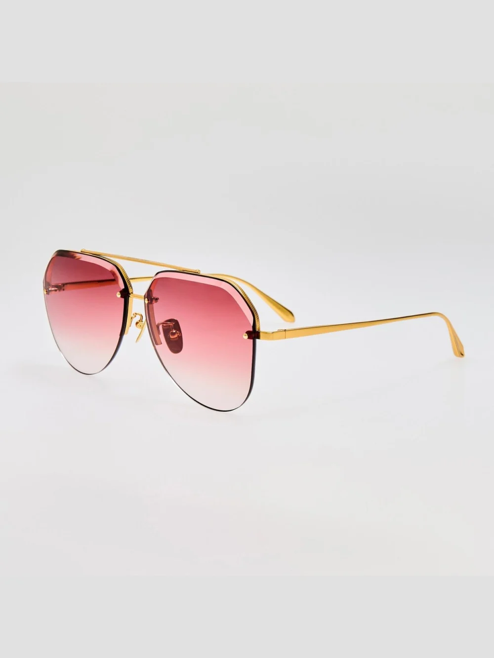 Linda Farrow Quynh Sunglasses, 22k gold and red, view 6