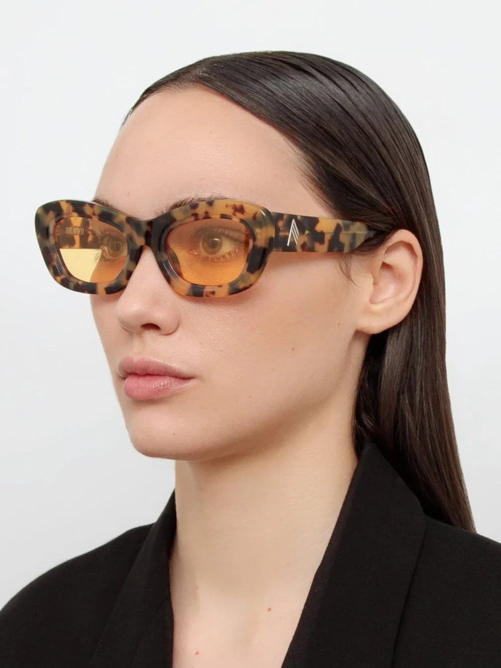 Linda Farrow Rania Cat Eye Sunglasses, tortoiseshell, view 3