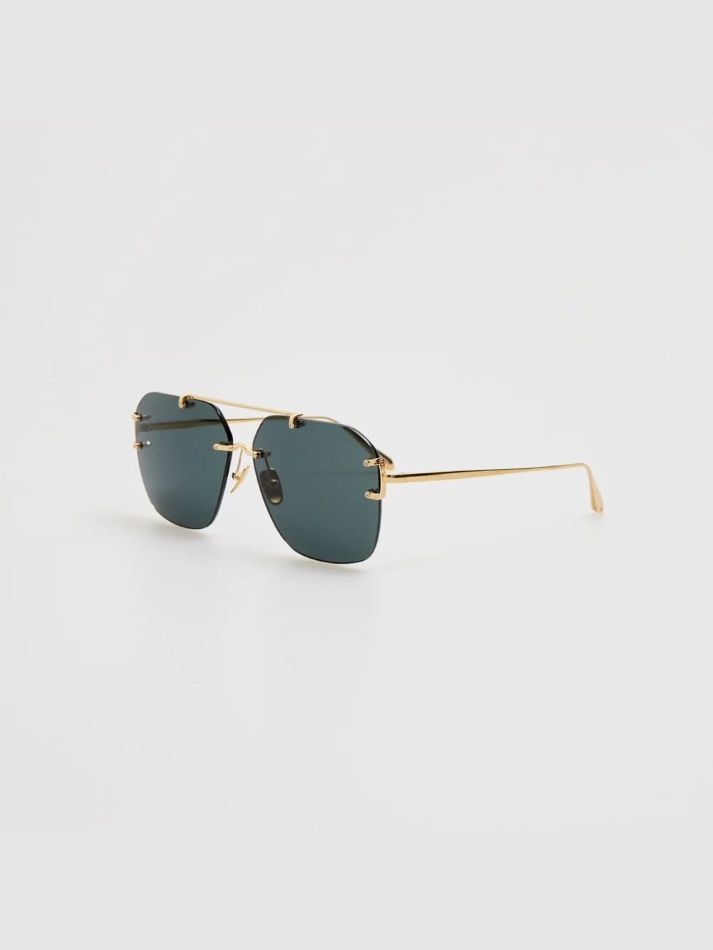 Linda Farrow Reyner Sunglasses, 22k gold and green, view 2