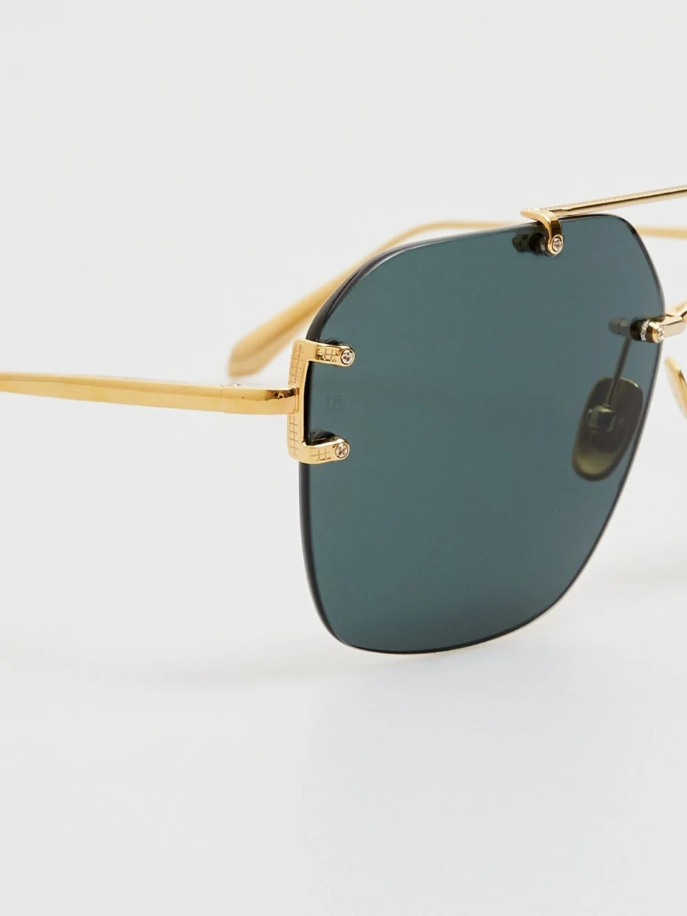 Linda Farrow Reyner Sunglasses, 22k gold and green, view 4