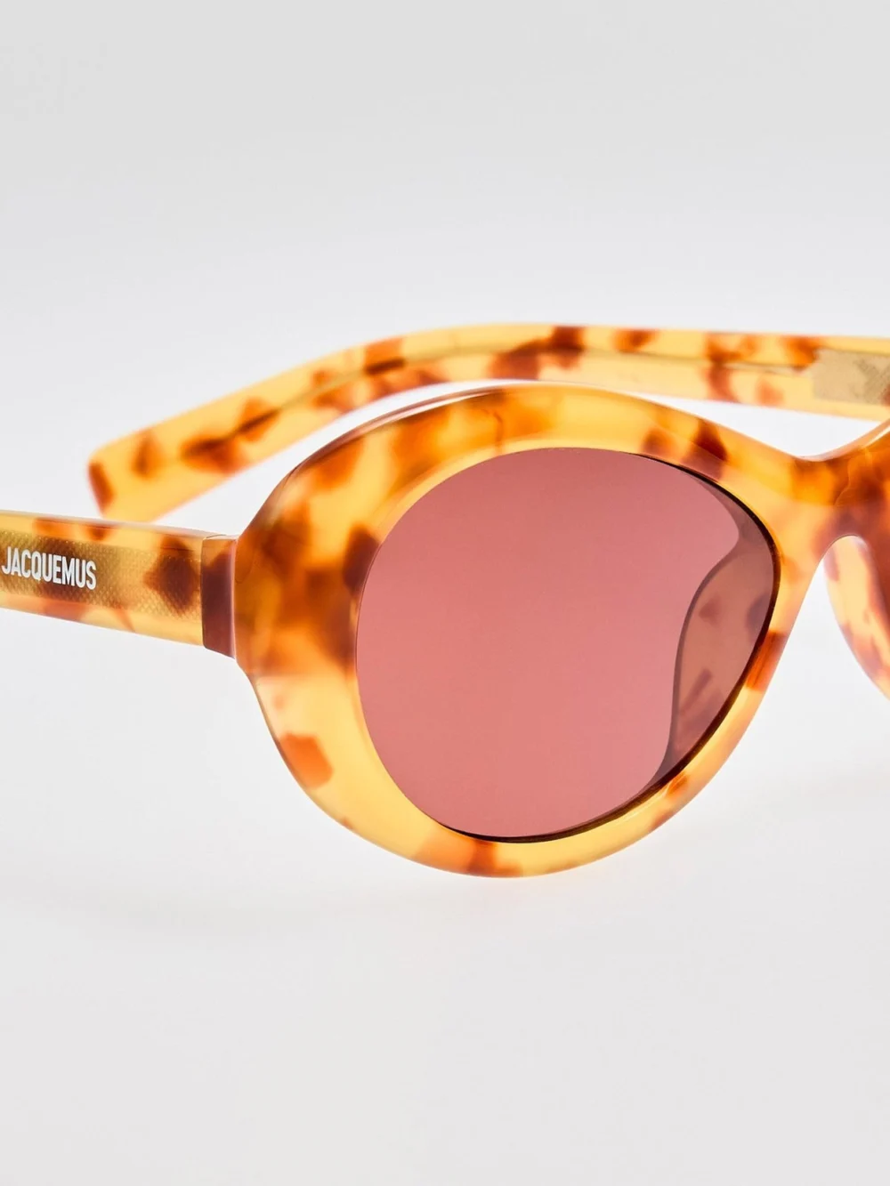 Linda Farrow Rond Sunglasses, beige tortoiseshell, view 2