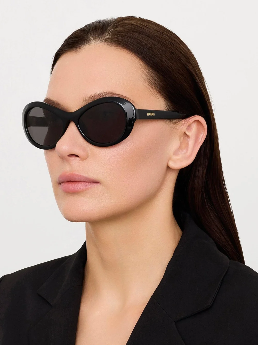 Linda Farrow Rond Sunglasses, black, view 3