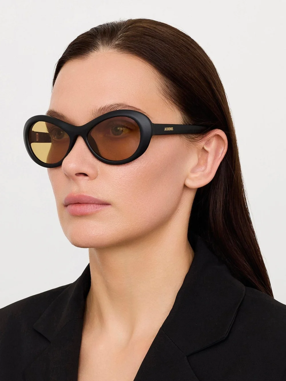 Linda Farrow Rond Sunglasses, matt black, view 3