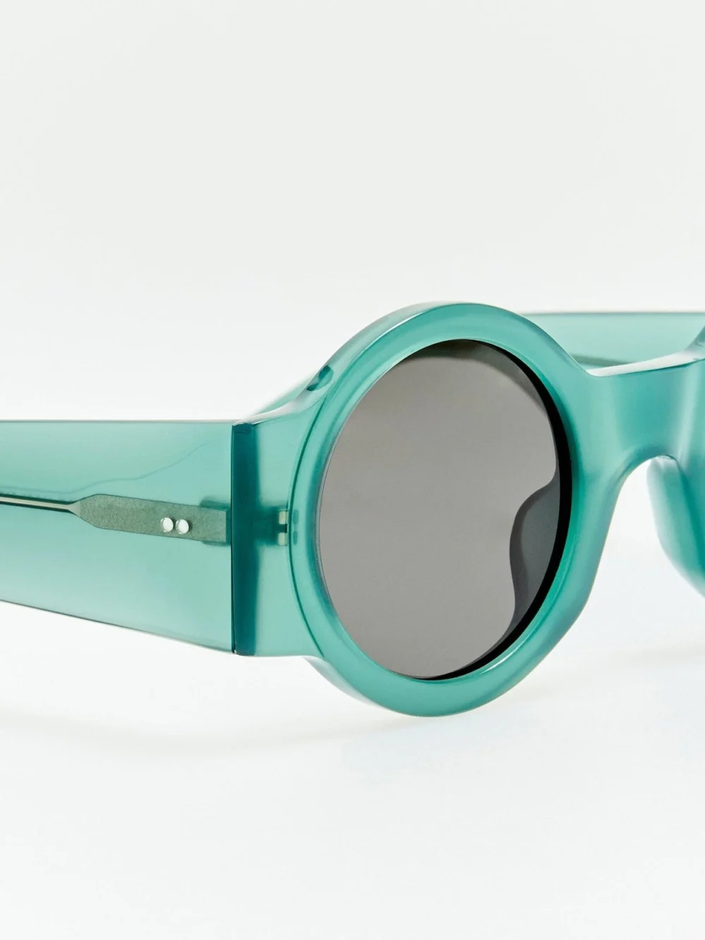 Linda Farrow Roud Sunglasses, teal, view 5
