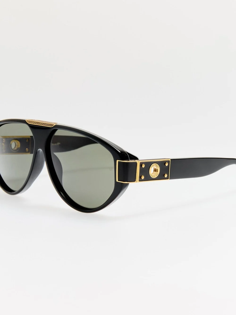 Linda Farrow Rowan Sunglasses, black, view 2