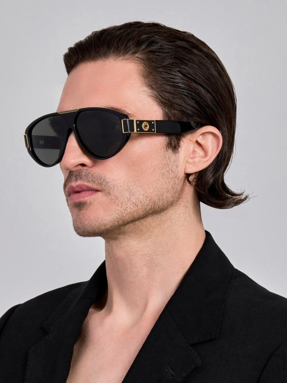 Linda Farrow Rowan Sunglasses, black, view 4