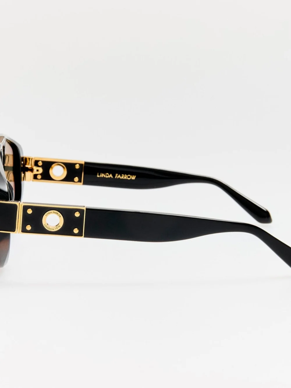 Linda Farrow Rowan Sunglasses, black, view 5