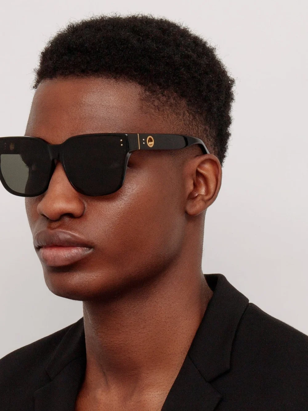 Linda Farrow Rui Oversize Sunglasses, black, view 4