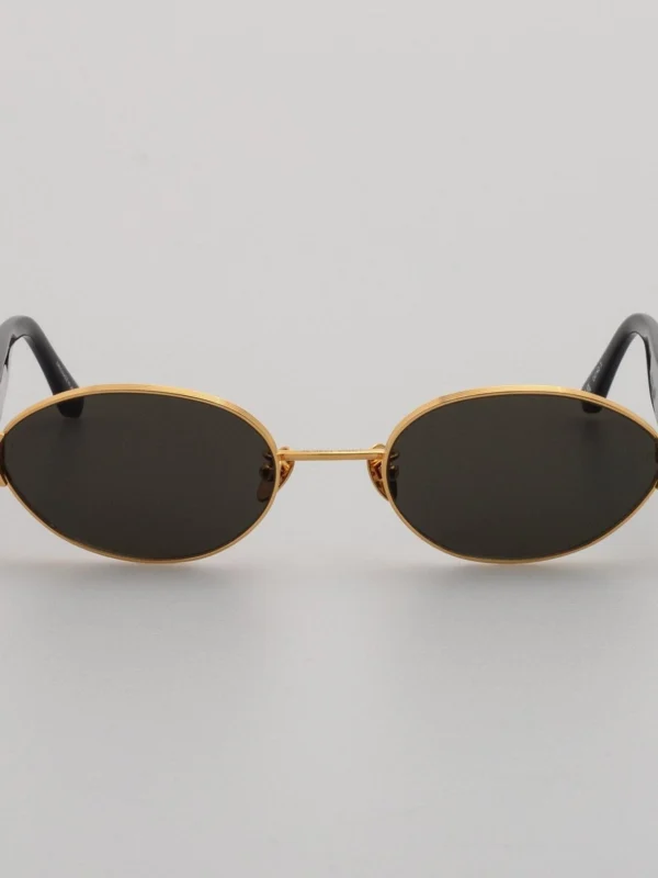 Linda Farrow Sadie Sunglasses in 22K Gold and Grey