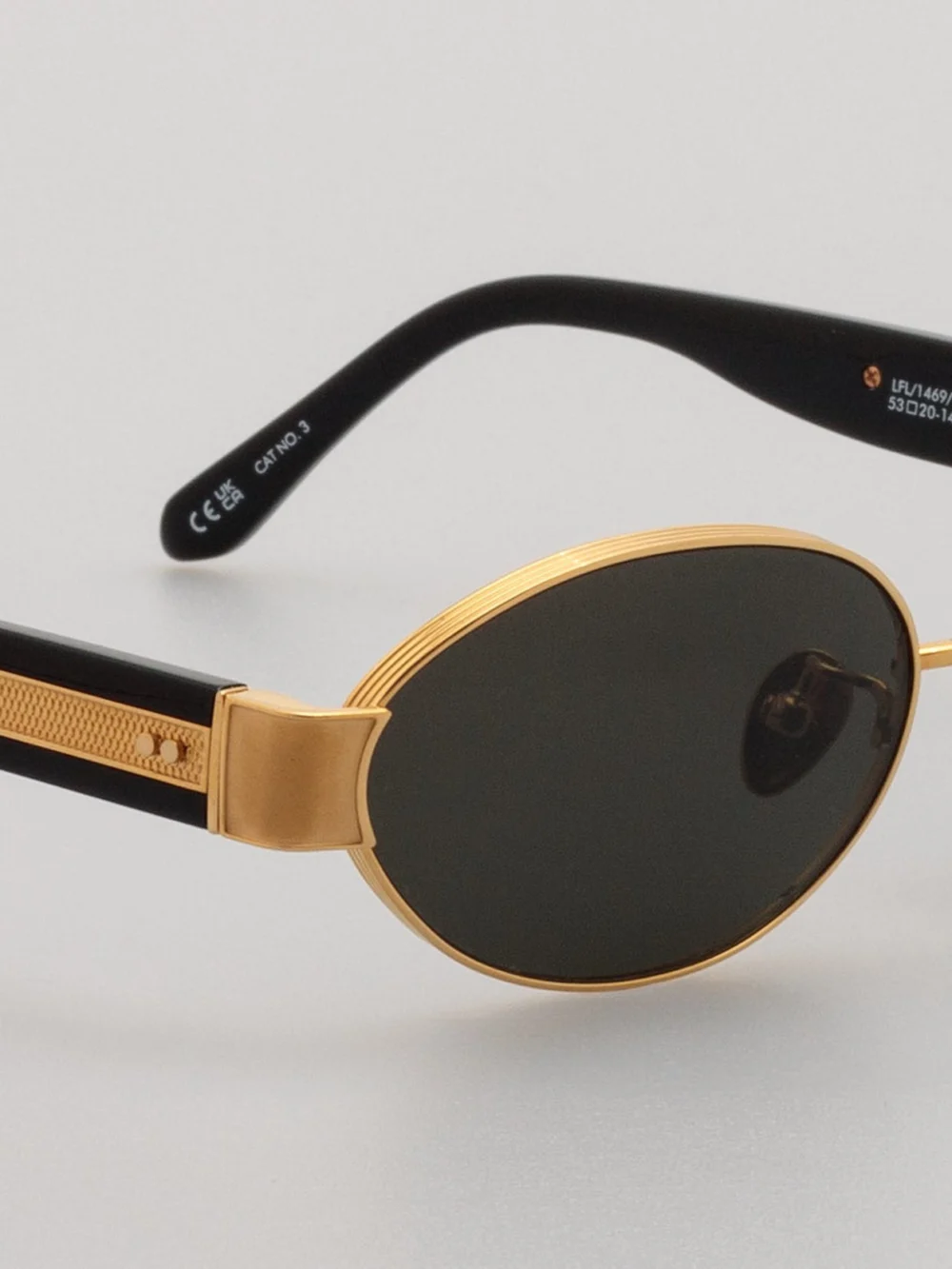 Linda Farrow Sadie Sunglasses, 22k gold and grey, view 5