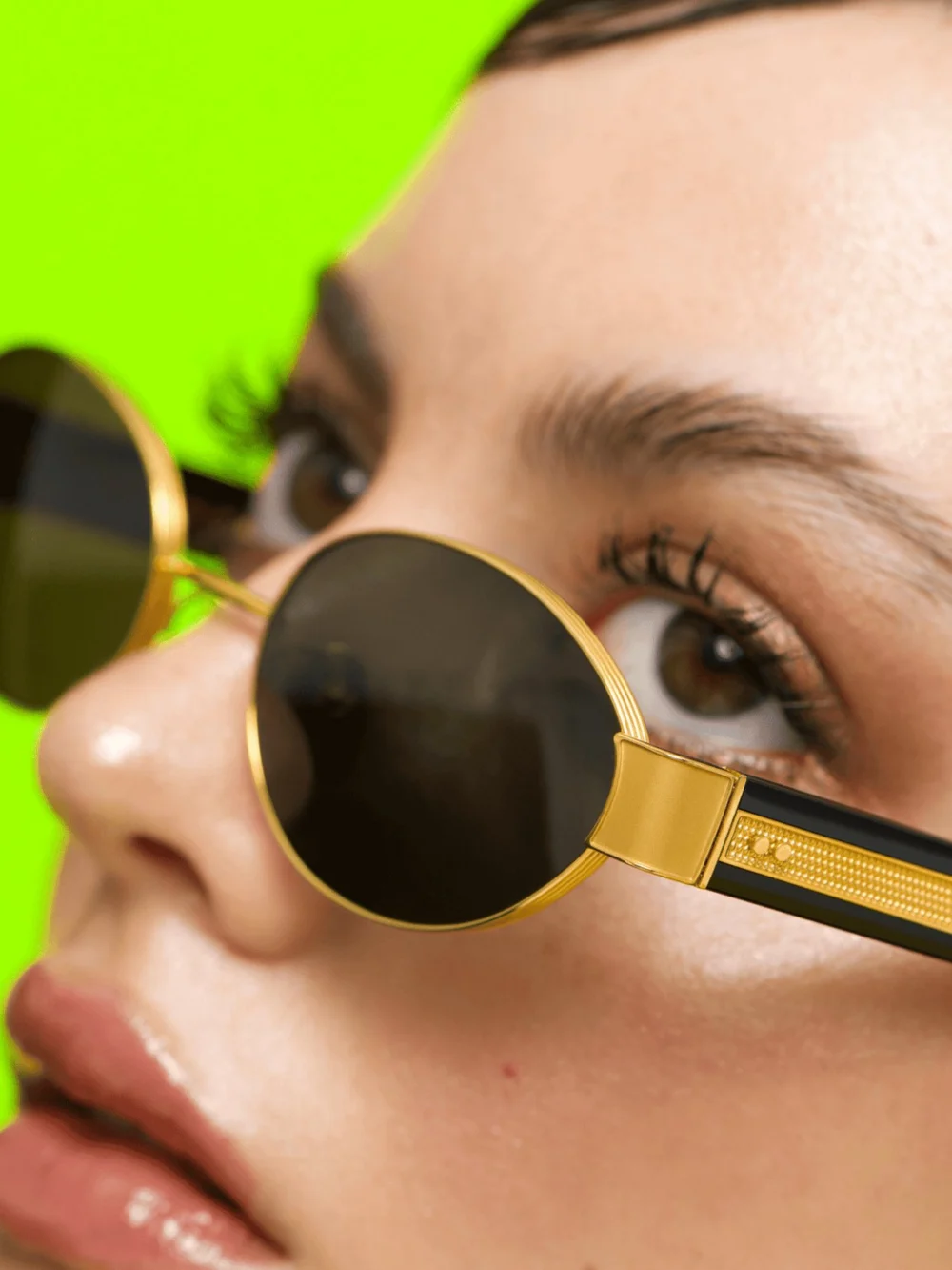 Linda Farrow Sadie Sunglasses, 22k gold and grey, view 6