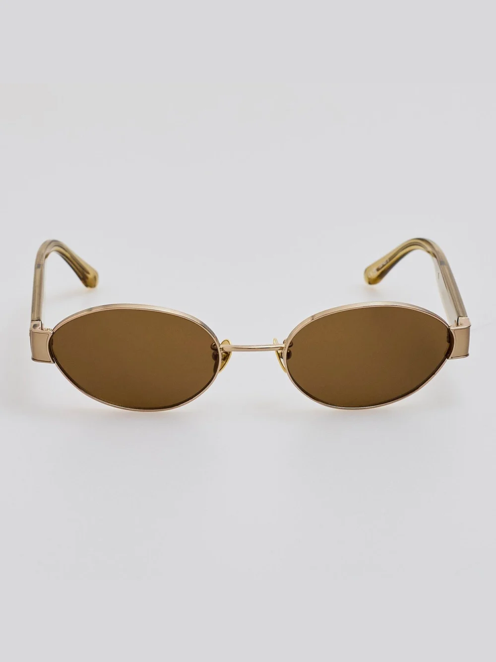 Linda Farrow Sadie Sunglasses in 22k gold and khaki