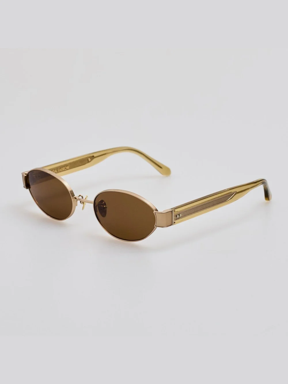 Linda Farrow Sadie Sunglasses, 22k gold and khaki, view 2