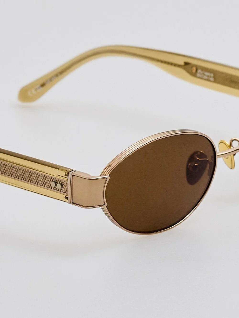 Linda Farrow Sadie Sunglasses, 22k gold and khaki, view 4