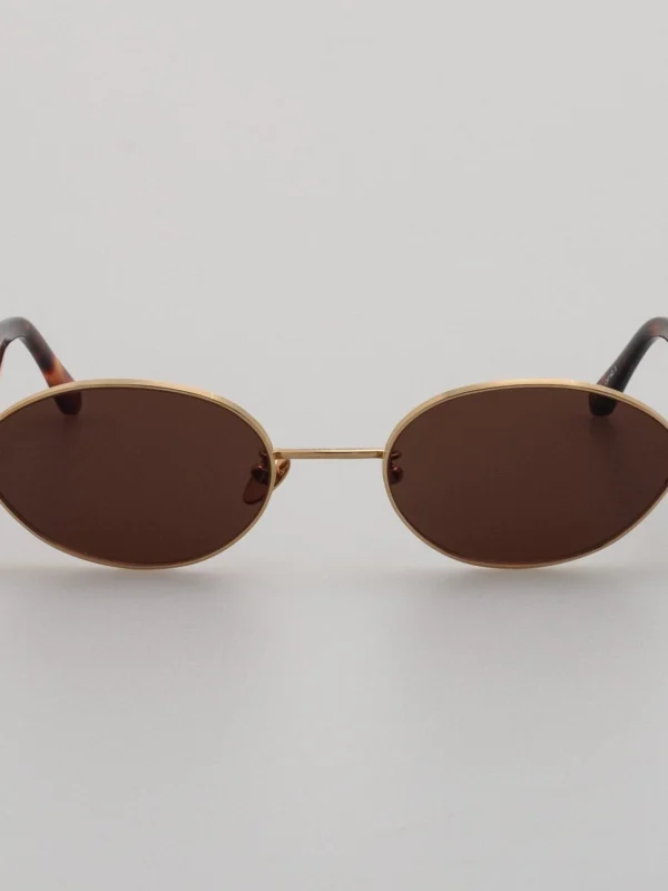 Linda Farrow Sadie Sunglasses in 22K Gold & Tortoiseshell