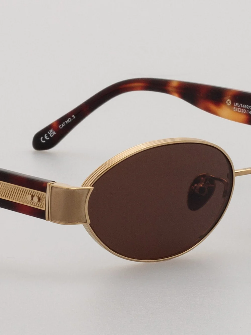 Linda Farrow Sadie Sunglasses, 22k gold & tortoiseshell, view 5