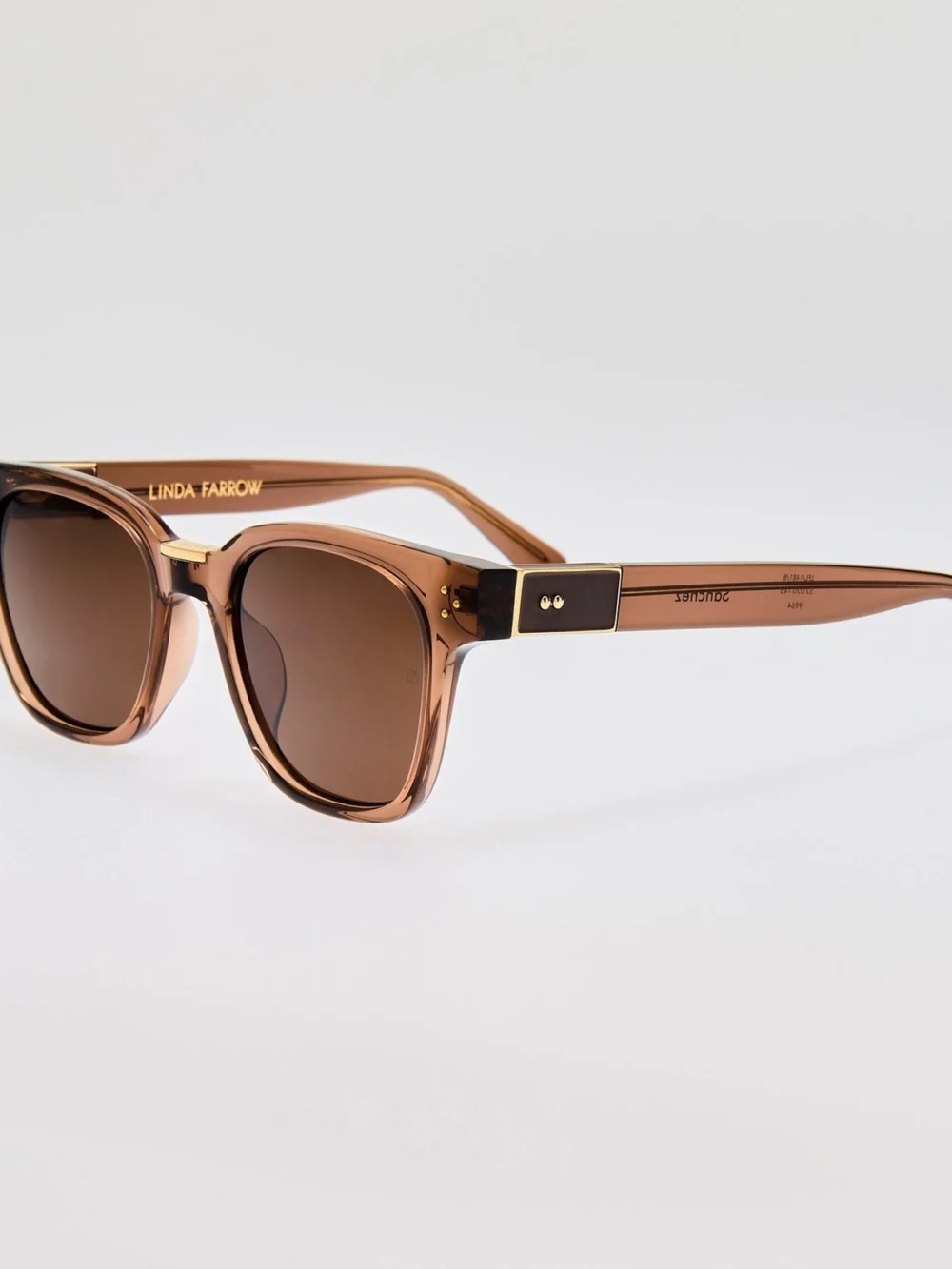 Linda Farrow Sanchez Sunglasses, 22k gold and brown, view 2