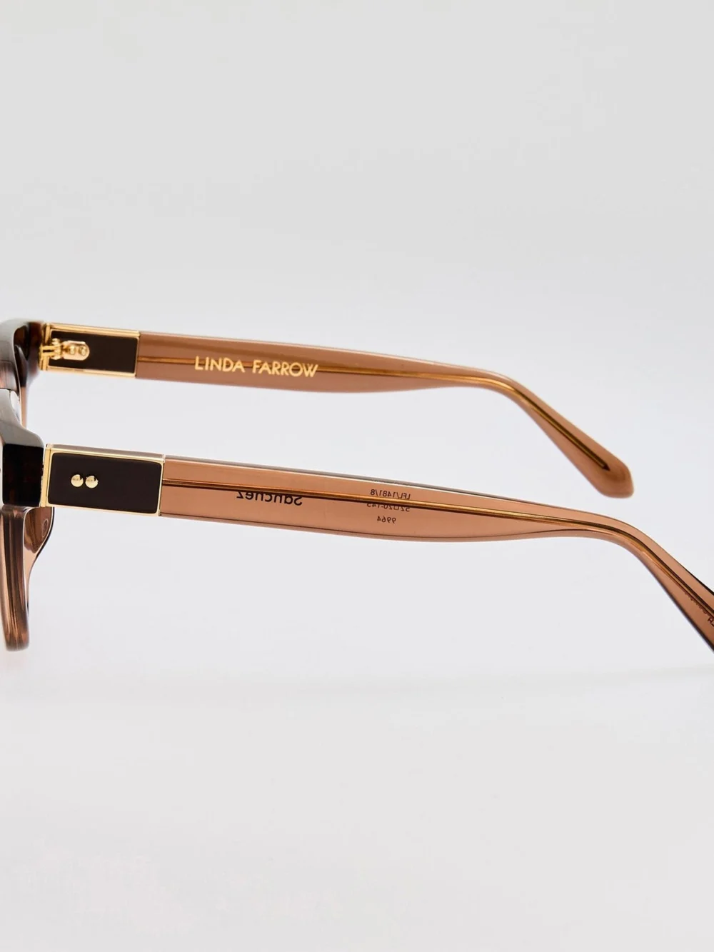 Linda Farrow Sanchez Sunglasses, 22k gold and brown, view 6