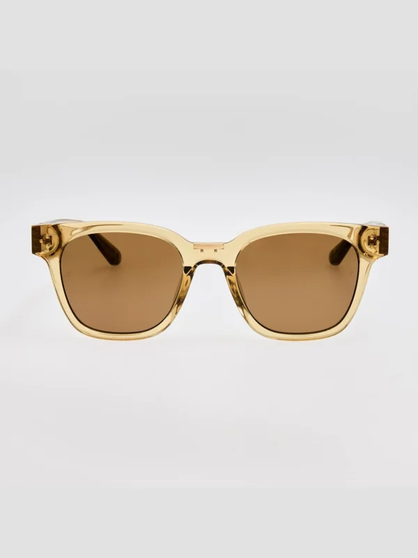 Linda Farrow Sanchez Sunglasses in 22K Gold and Khaki