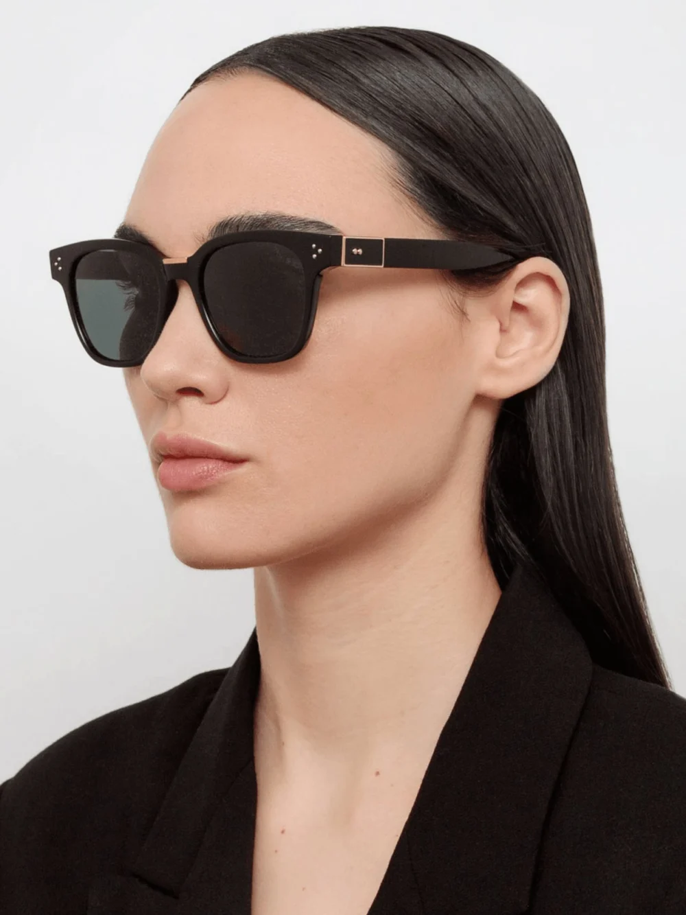 Linda Farrow Sanchez Sunglasses, black, view 3