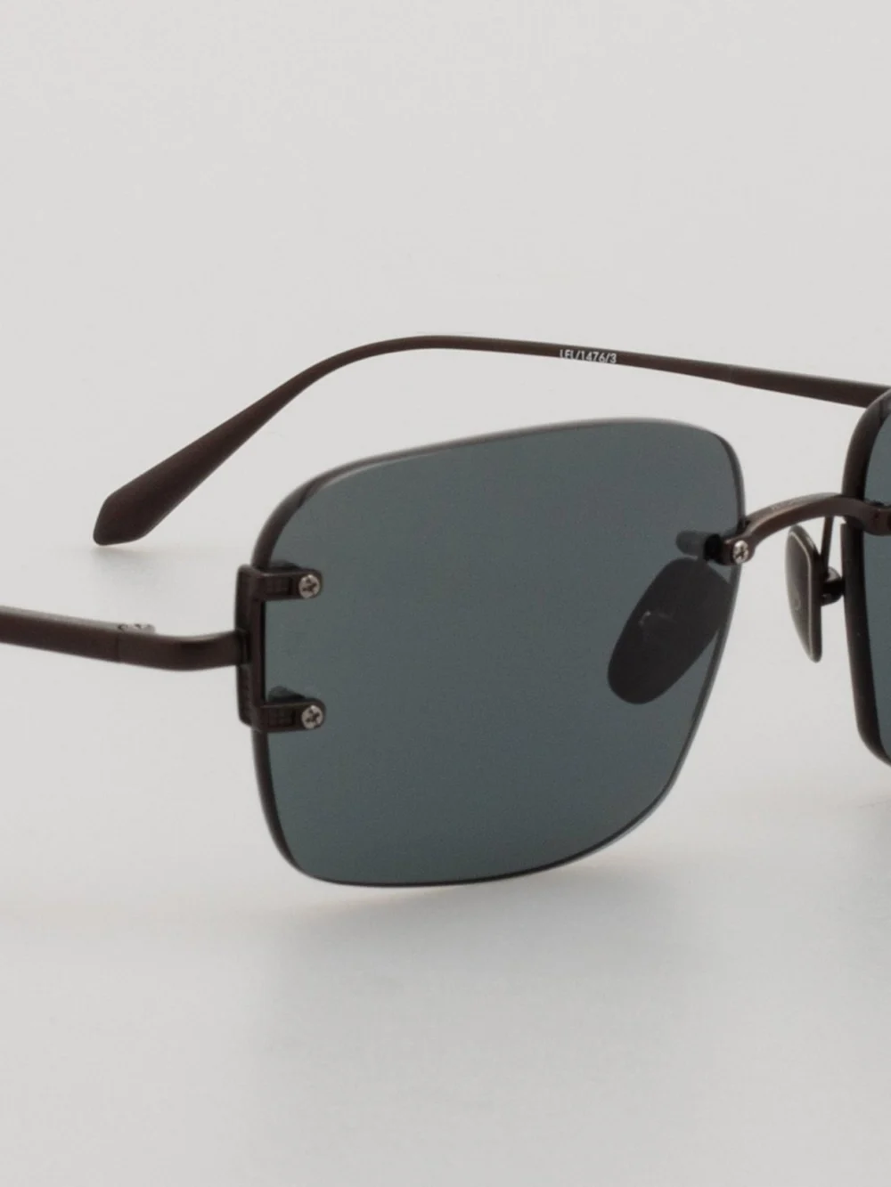 Linda Farrow Sasha Square Sunglasses, matt black nickel, view 3