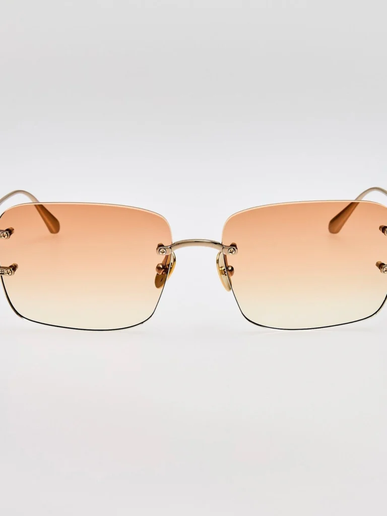 Linda Farrow Sasha Sunglasses in 22K Gold and Camel
