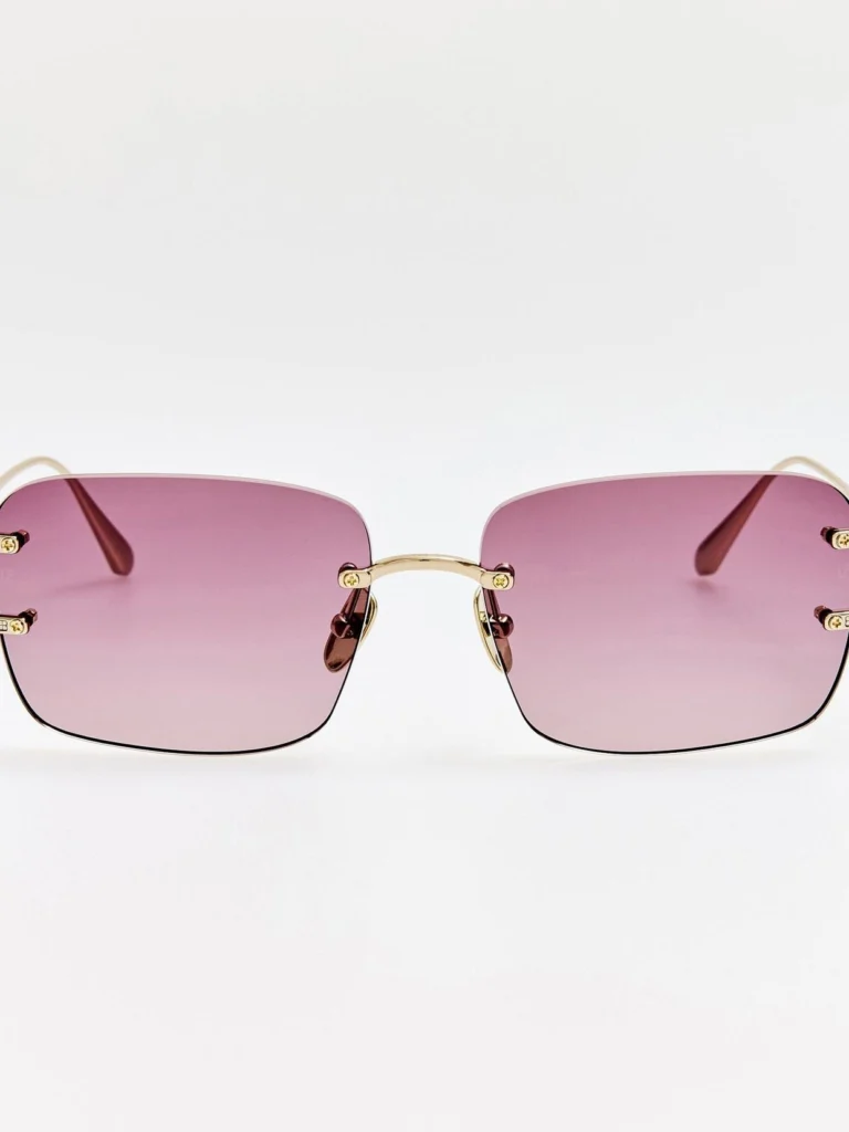 Linda Farrow Sasha Sunglasses in 22K Gold and Mauve