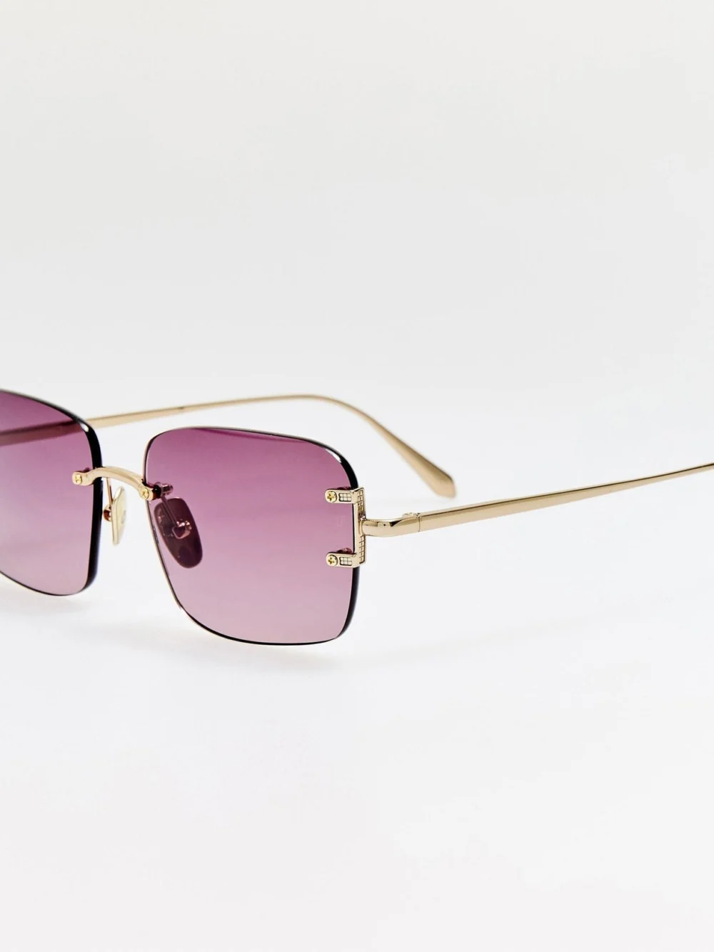 Linda Farrow Sasha Sunglasses, 22k gold and mauve, view 2