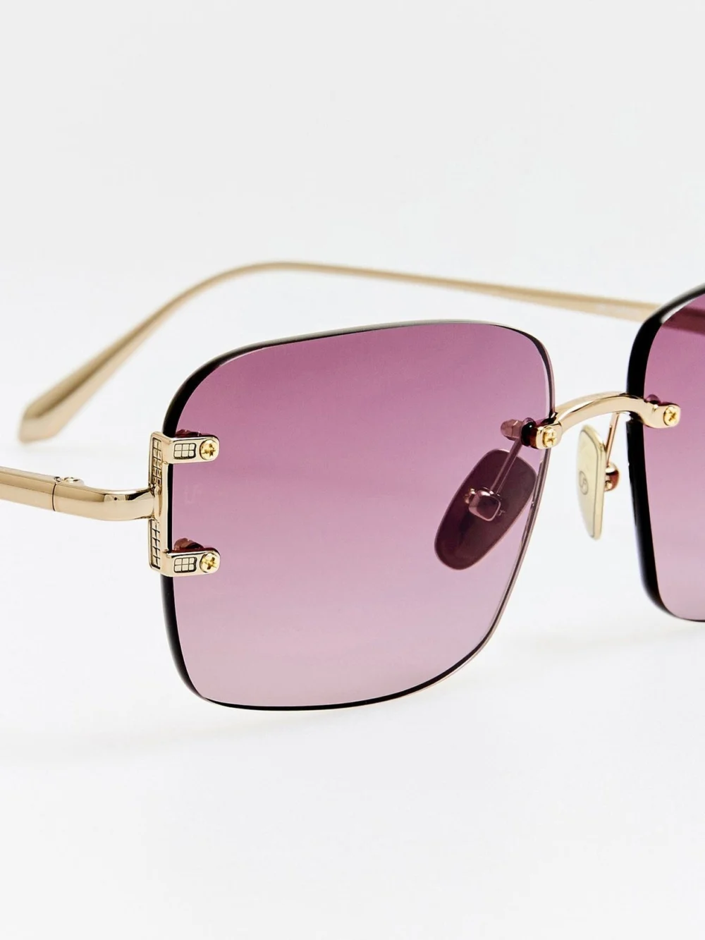 Linda Farrow Sasha Sunglasses, 22k gold and mauve, view 4