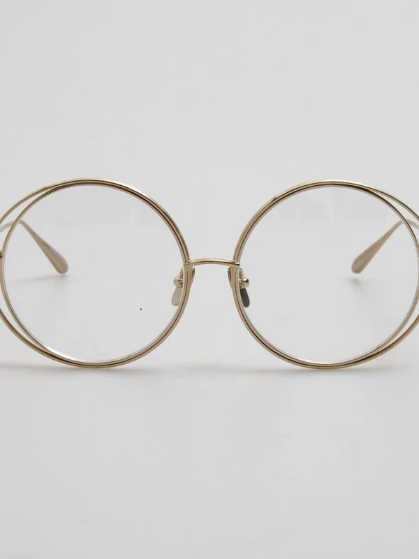 Linda Farrow Selene Round Optical Frame in 22K Light Gold