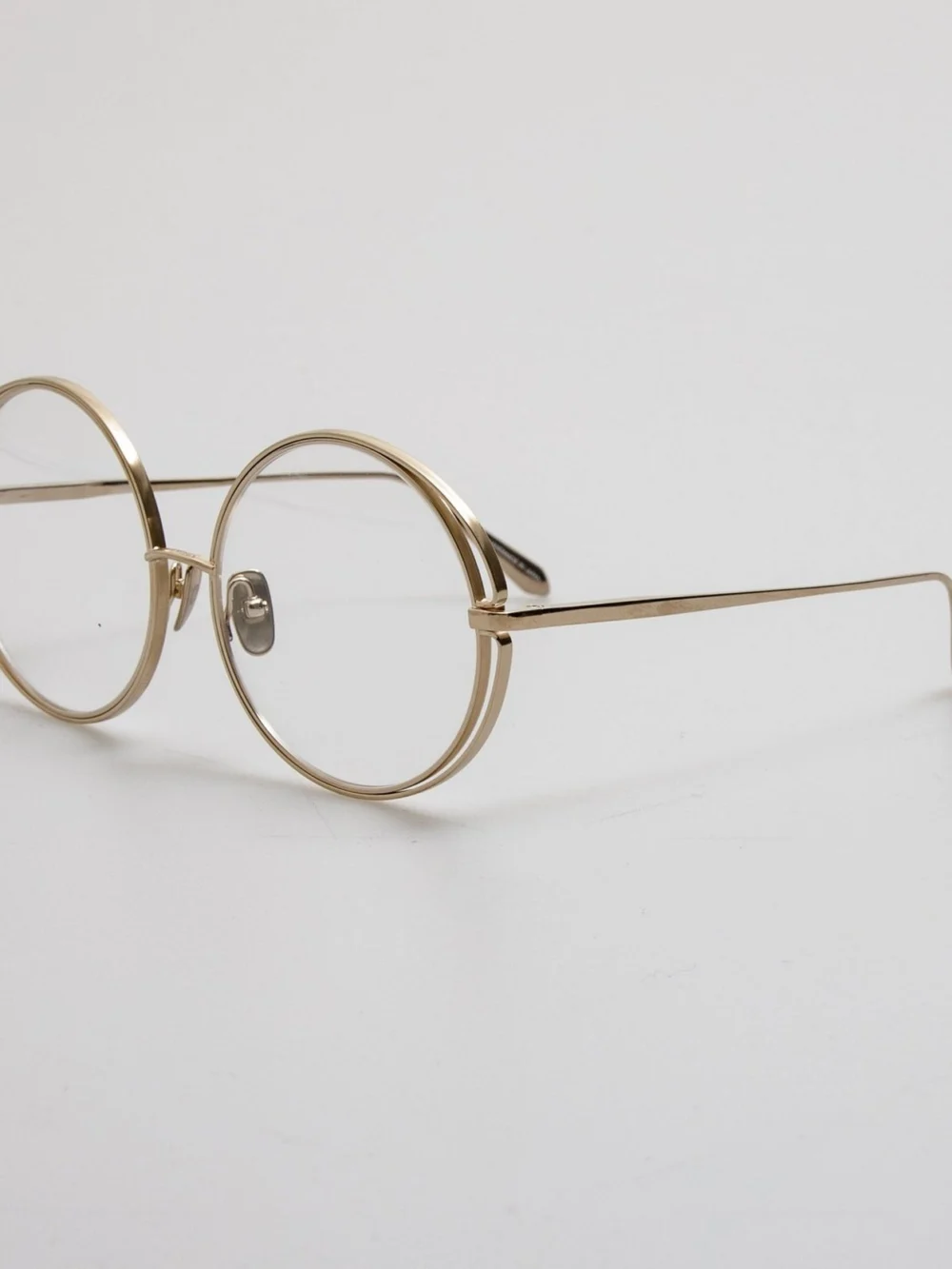 Linda Farrow Selene Round Optical Frame, 22k light gold, view 2