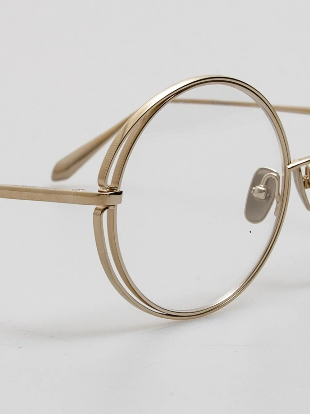 Linda Farrow Selene Round Optical Frame, 22k light gold, view 4