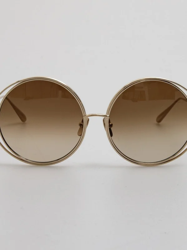 Linda Farrow Selene Sunglasses in 22K Gold and Mocha